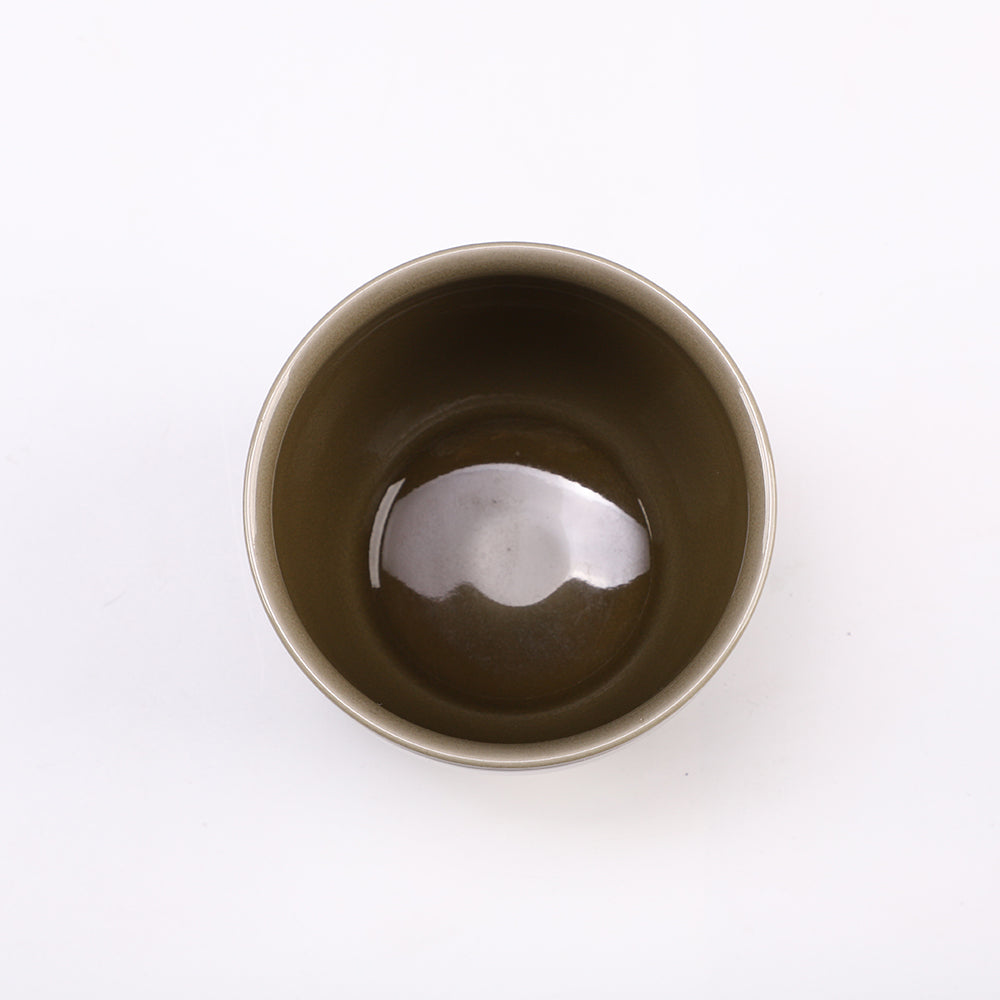Elegant Celadon Ceramic Decorative Cup – Handcrafted Floral Relief Design for Display & Collection (Ø9.7cm x H8.4cm)