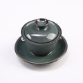 Elegant Celadon Ceramic Teacup & Saucer Set – Handcrafted for Tea, Display & Collection (Cup: Ø9.8cm x H9.5cm | Saucer: Ø13.5cm | Total Weight: 0.482kg)